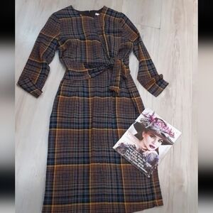 NWT Mango Brown Wool Blend Midi Dress Size M (US 6) | Chic Classic Look